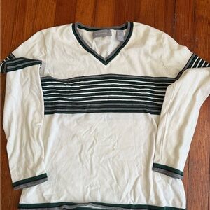 White and Green Striped Sweater